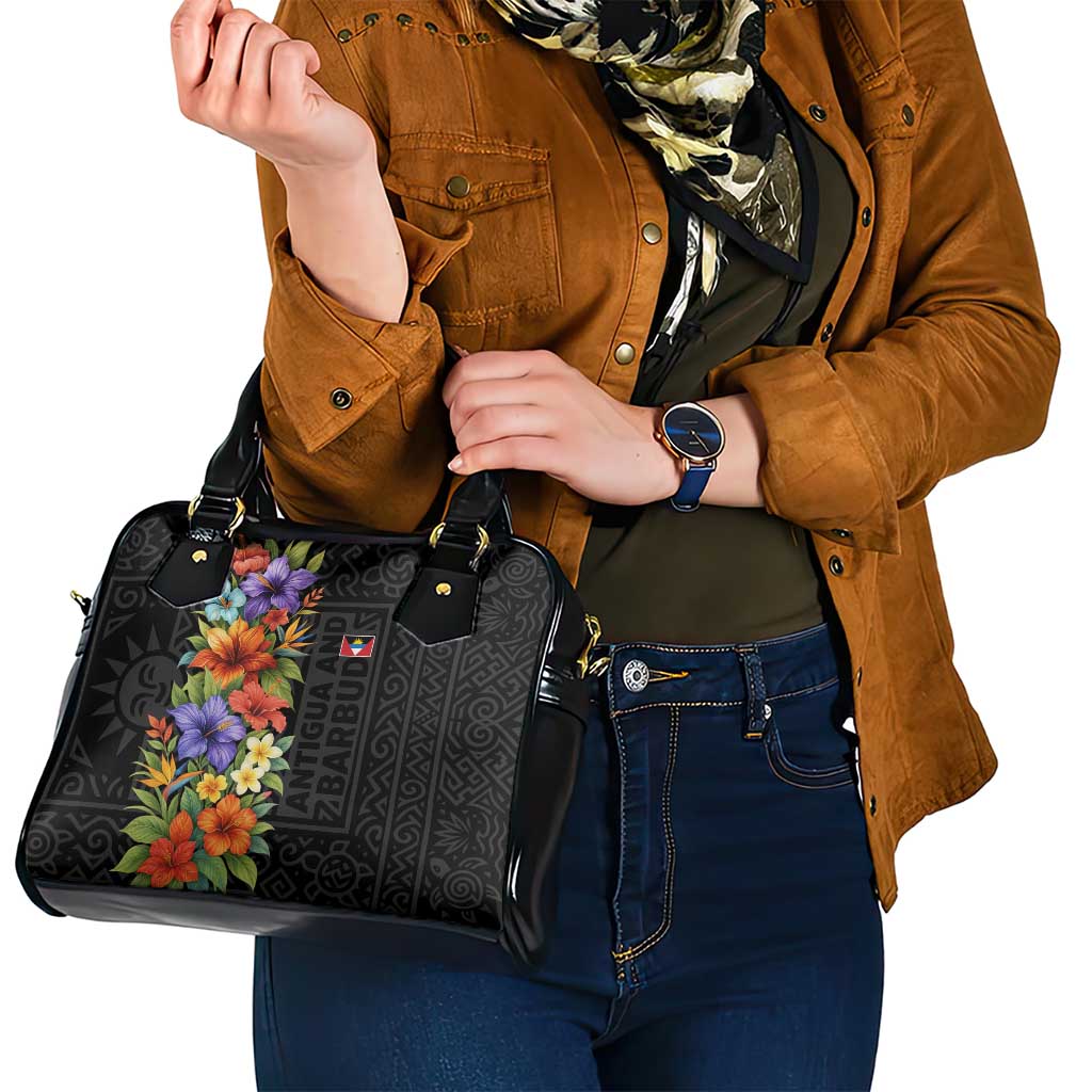 Antigua and Barbuda Floral Shoulder Handbag with Tropical Hibiscus with National Flag TS04