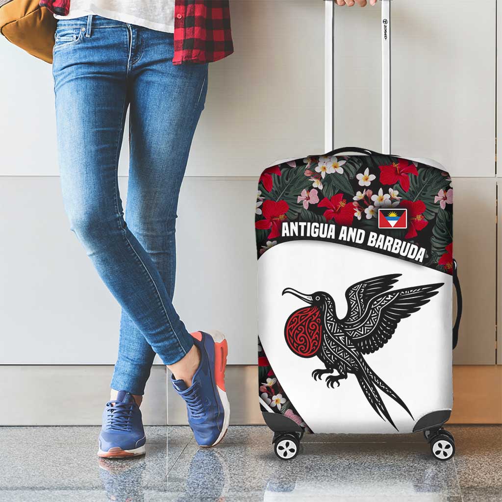 Antigua and Barbuda Hummingbird Luggage Cover with Tribal Bird and Tropical Floral Design with Island Flag TS04