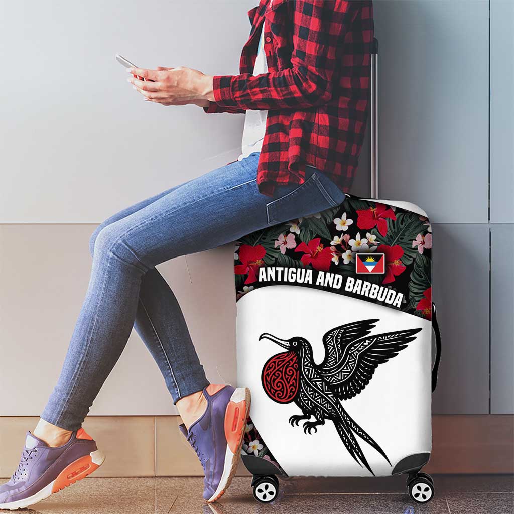 Antigua and Barbuda Hummingbird Luggage Cover with Tribal Bird and Tropical Floral Design with Island Flag TS04