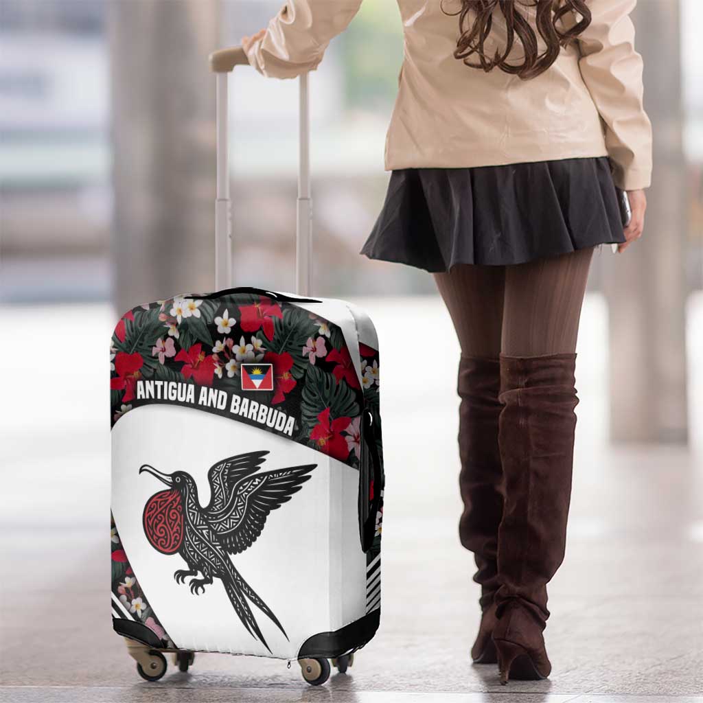 Antigua and Barbuda Hummingbird Luggage Cover with Tribal Bird and Tropical Floral Design with Island Flag TS04