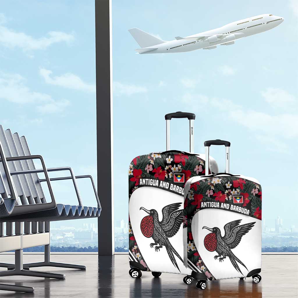 Antigua and Barbuda Hummingbird Luggage Cover with Tribal Bird and Tropical Floral Design with Island Flag TS04