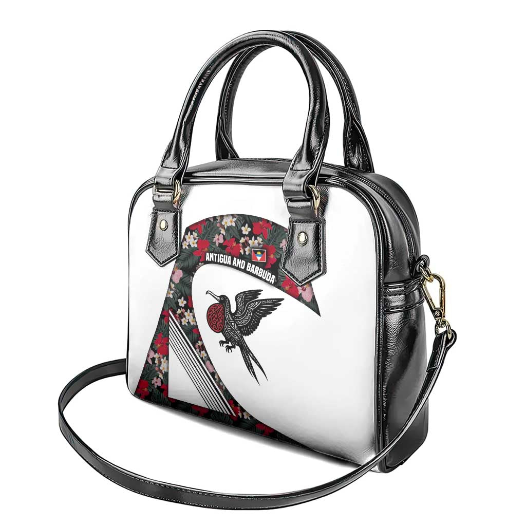 Antigua and Barbuda Hummingbird Shoulder Handbag with Tribal Bird and Tropical Floral Design with Island Flag TS04