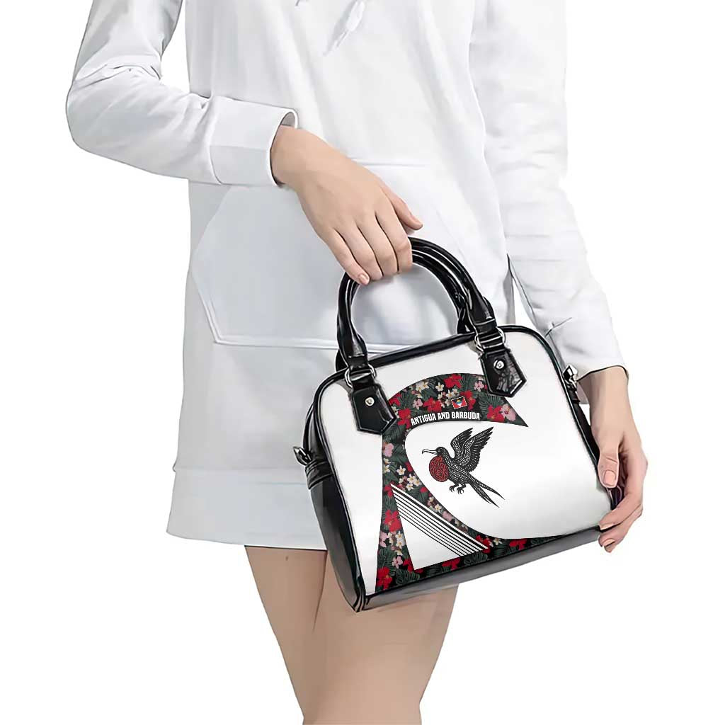 Antigua and Barbuda Hummingbird Shoulder Handbag with Tribal Bird and Tropical Floral Design with Island Flag TS04