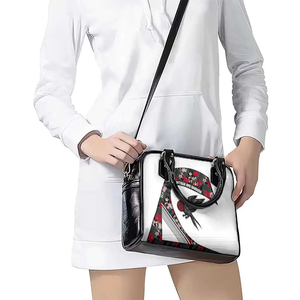 Antigua and Barbuda Hummingbird Shoulder Handbag with Tribal Bird and Tropical Floral Design with Island Flag TS04