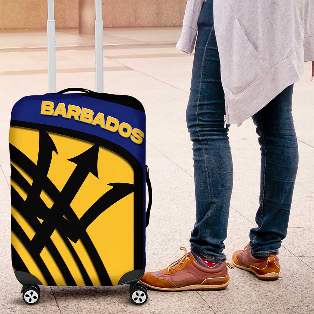 Barbados Flag and Coat of Arms Luggage Cover Blue Yellow Black Design with National Symbols TS04