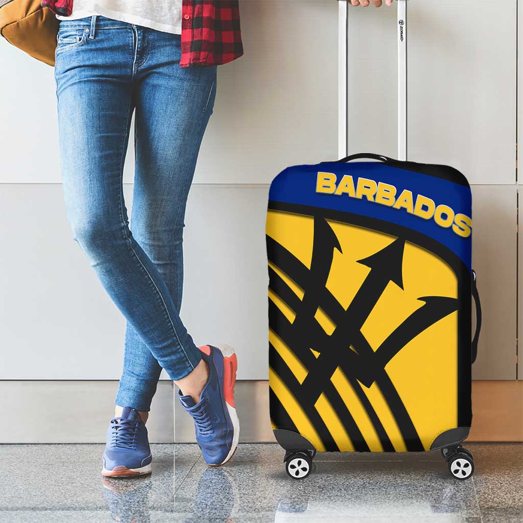 Barbados Flag and Coat of Arms Luggage Cover Blue Yellow Black Design with National Symbols TS04