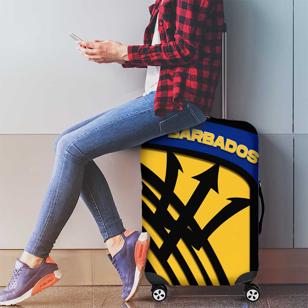 Barbados Flag and Coat of Arms Luggage Cover Blue Yellow Black Design with National Symbols TS04