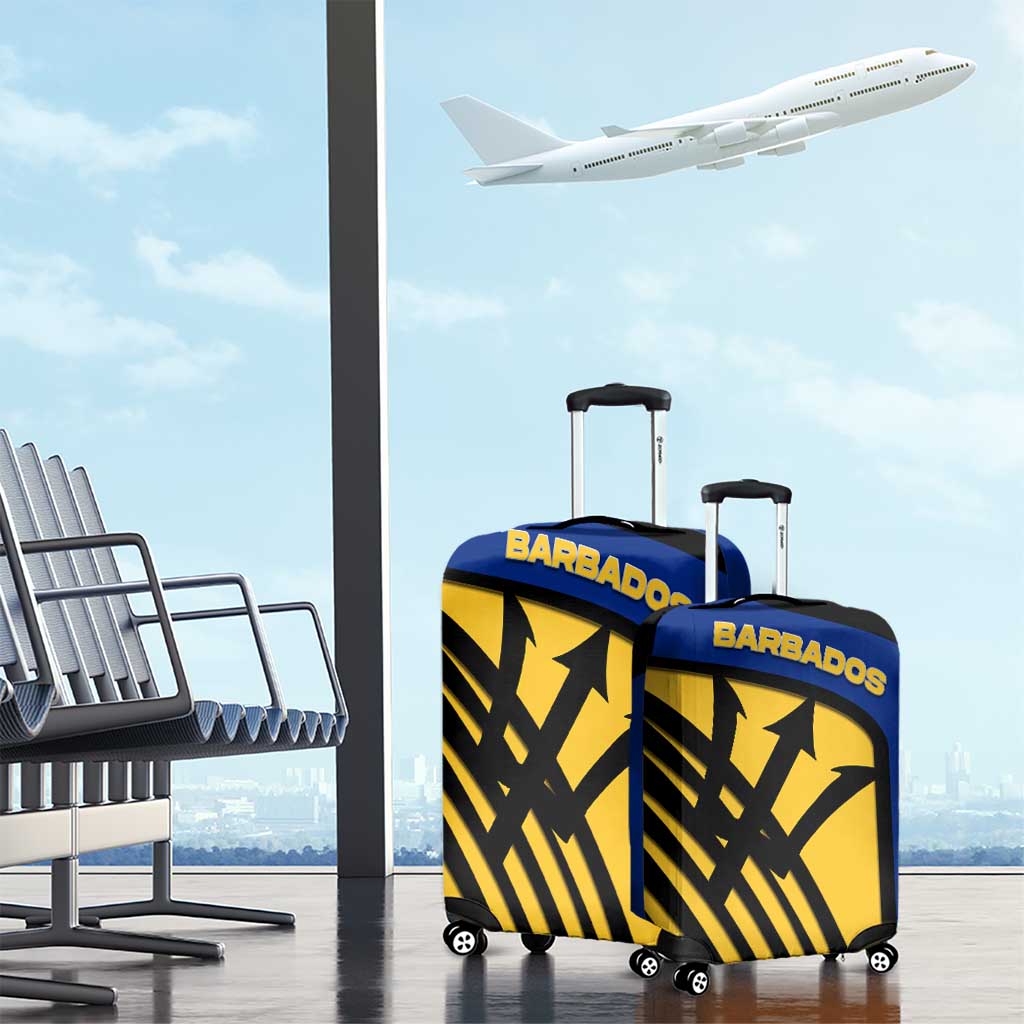 Barbados Flag and Coat of Arms Luggage Cover Blue Yellow Black Design with National Symbols TS04