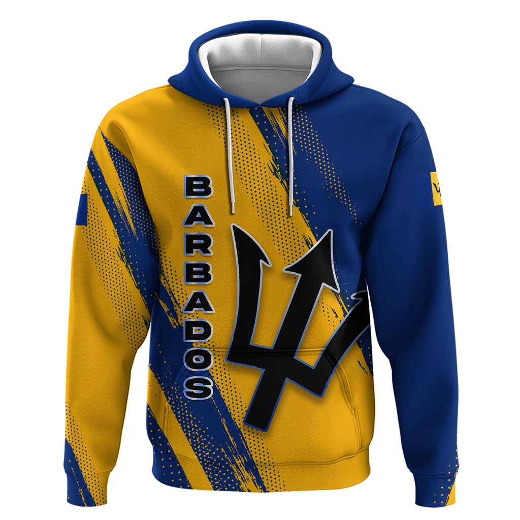 Barbados Trident and Coat of Arms Hoodie with Blue Yellow Patriotic Graphic TS04