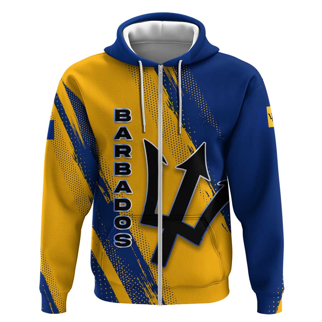 Barbados Trident and Coat of Arms Hoodie with Blue Yellow Patriotic Graphic TS04