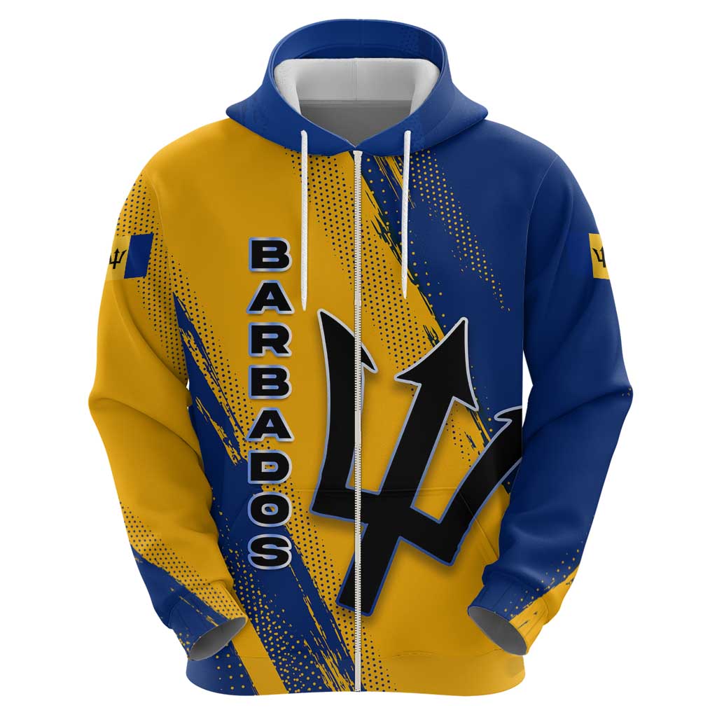 Barbados Trident and Coat of Arms Hoodie with Blue Yellow Patriotic Graphic TS04