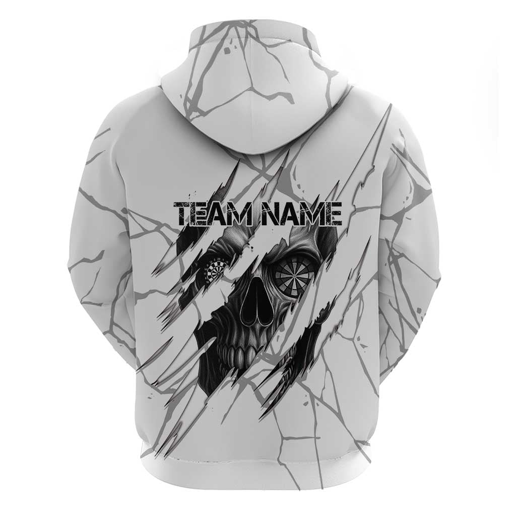 Dartboard Skull Darts Hoodie with Torn Stone Texture and Cracked Marble Design TS04