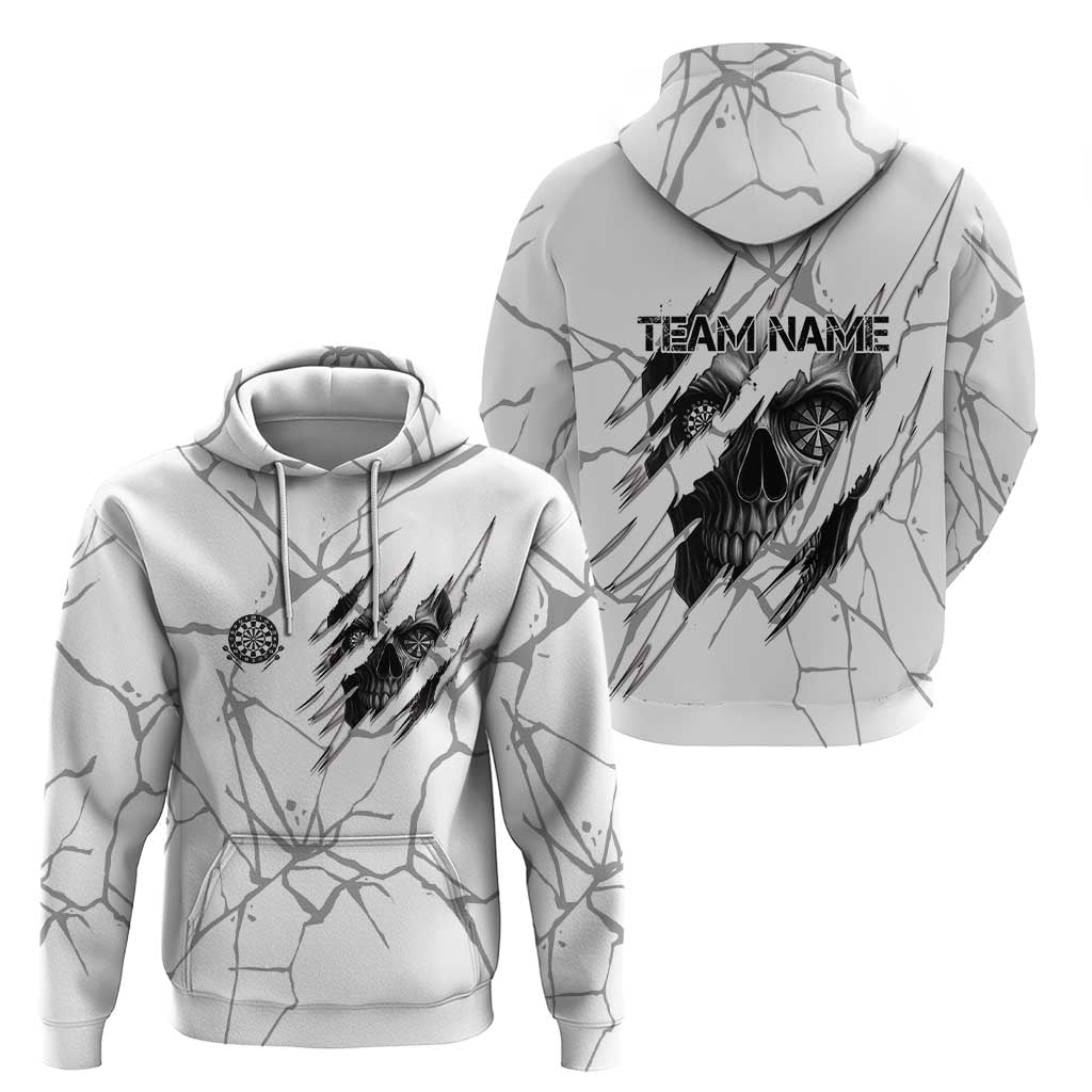 Dartboard Skull Darts Hoodie with Torn Stone Texture and Cracked Marble Design TS04