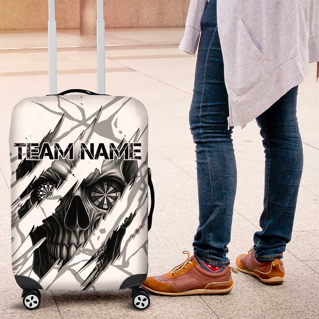 Dartboard Skull Darts Luggage Cover with Torn Stone Texture and Cracked Marble Design TS04