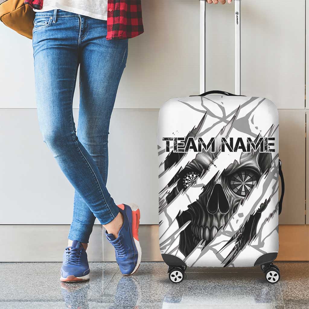 Dartboard Skull Darts Luggage Cover with Torn Stone Texture and Cracked Marble Design TS04