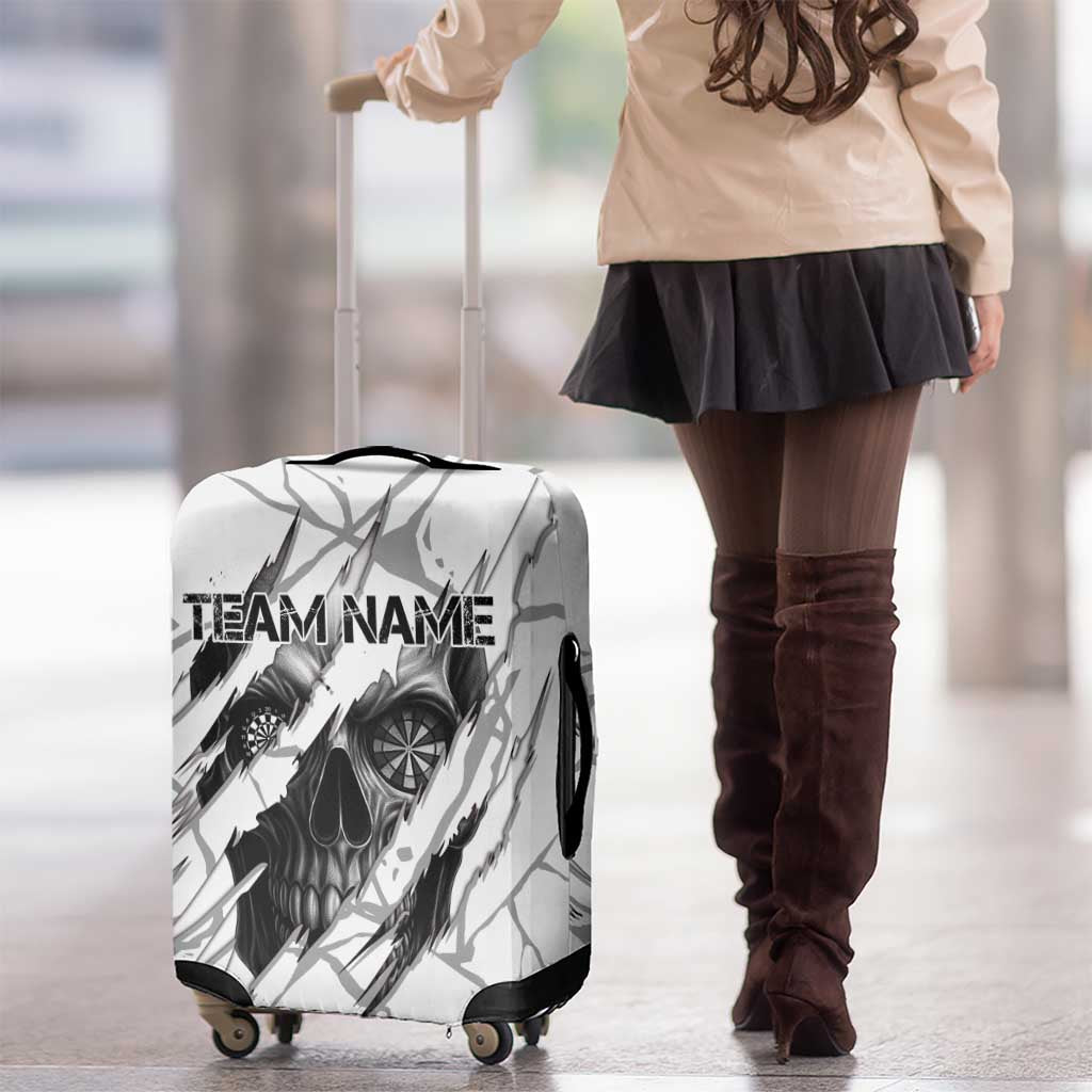 Dartboard Skull Darts Luggage Cover with Torn Stone Texture and Cracked Marble Design TS04