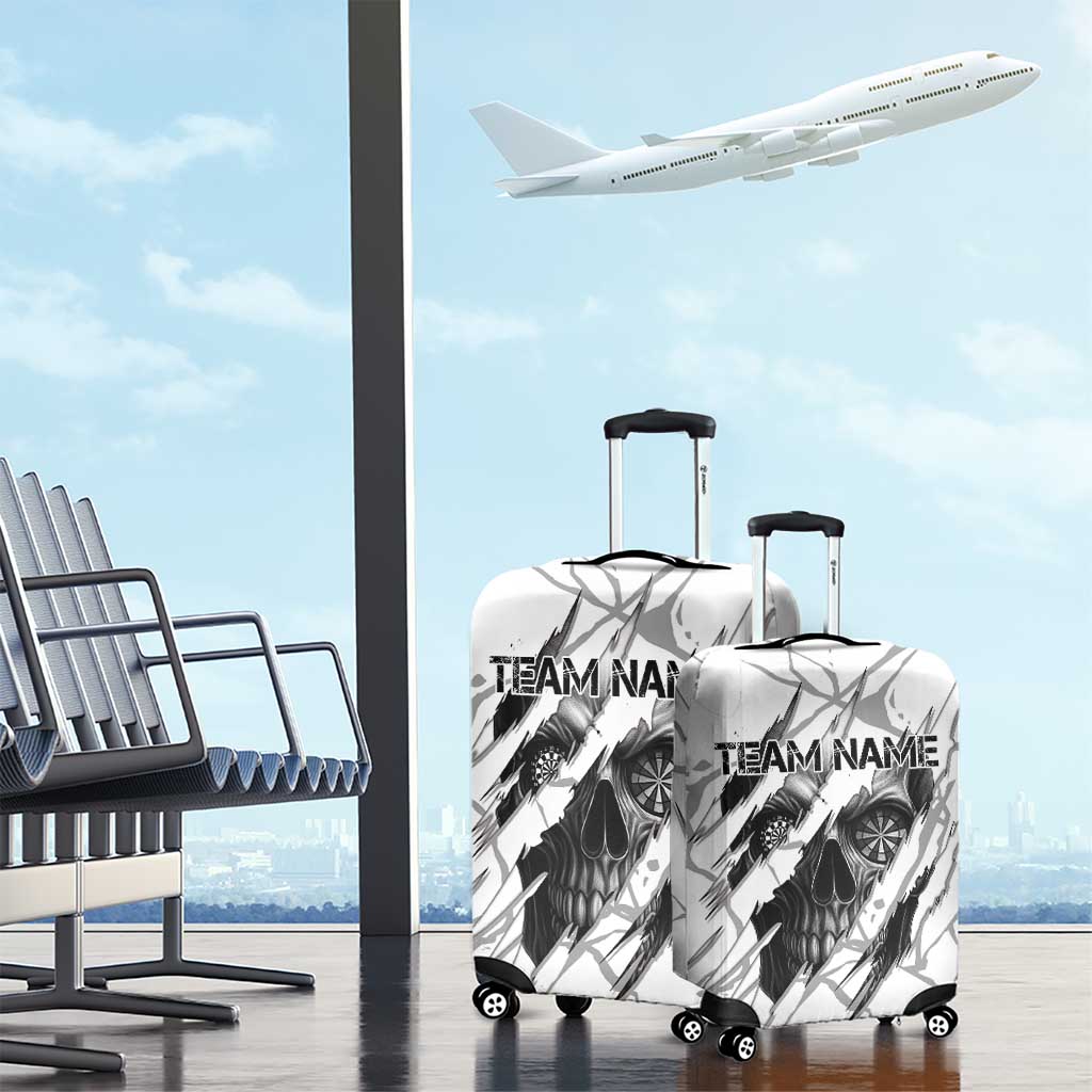 Dartboard Skull Darts Luggage Cover with Torn Stone Texture and Cracked Marble Design TS04