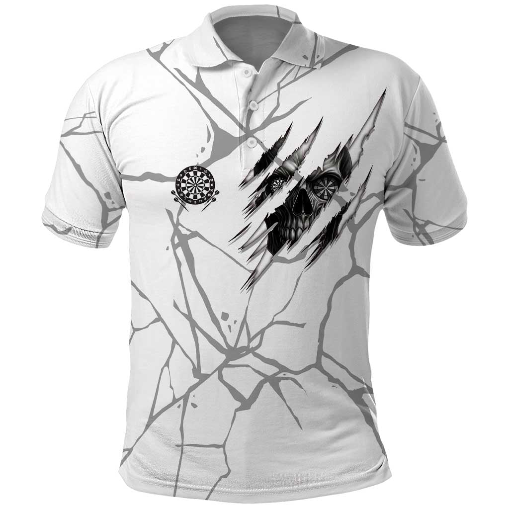 Dartboard Skull Darts Polo Shirt with Torn Stone Texture and Cracked Marble Design TS04