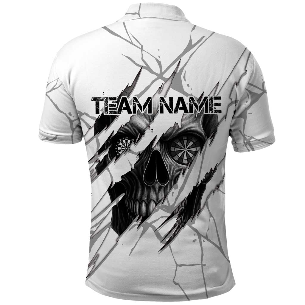 Dartboard Skull Darts Polo Shirt with Torn Stone Texture and Cracked Marble Design TS04