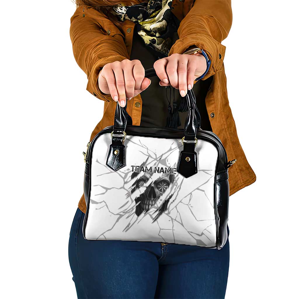 Dartboard Skull Darts Shoulder Handbag with Torn Stone Texture and Cracked Marble Design TS04
