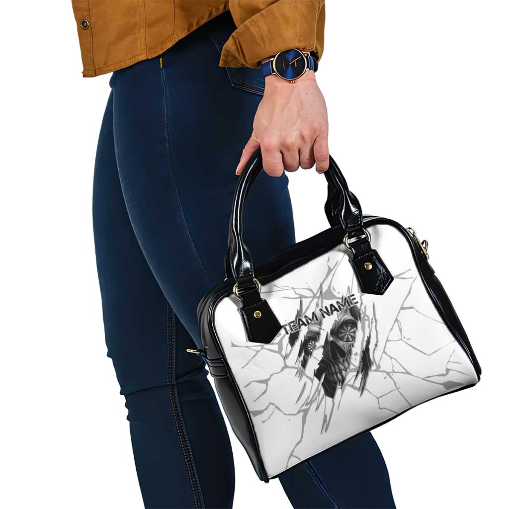 Dartboard Skull Darts Shoulder Handbag with Torn Stone Texture and Cracked Marble Design TS04