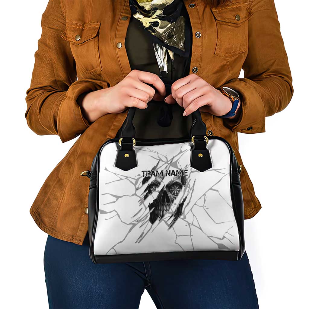 Dartboard Skull Darts Shoulder Handbag with Torn Stone Texture and Cracked Marble Design TS04