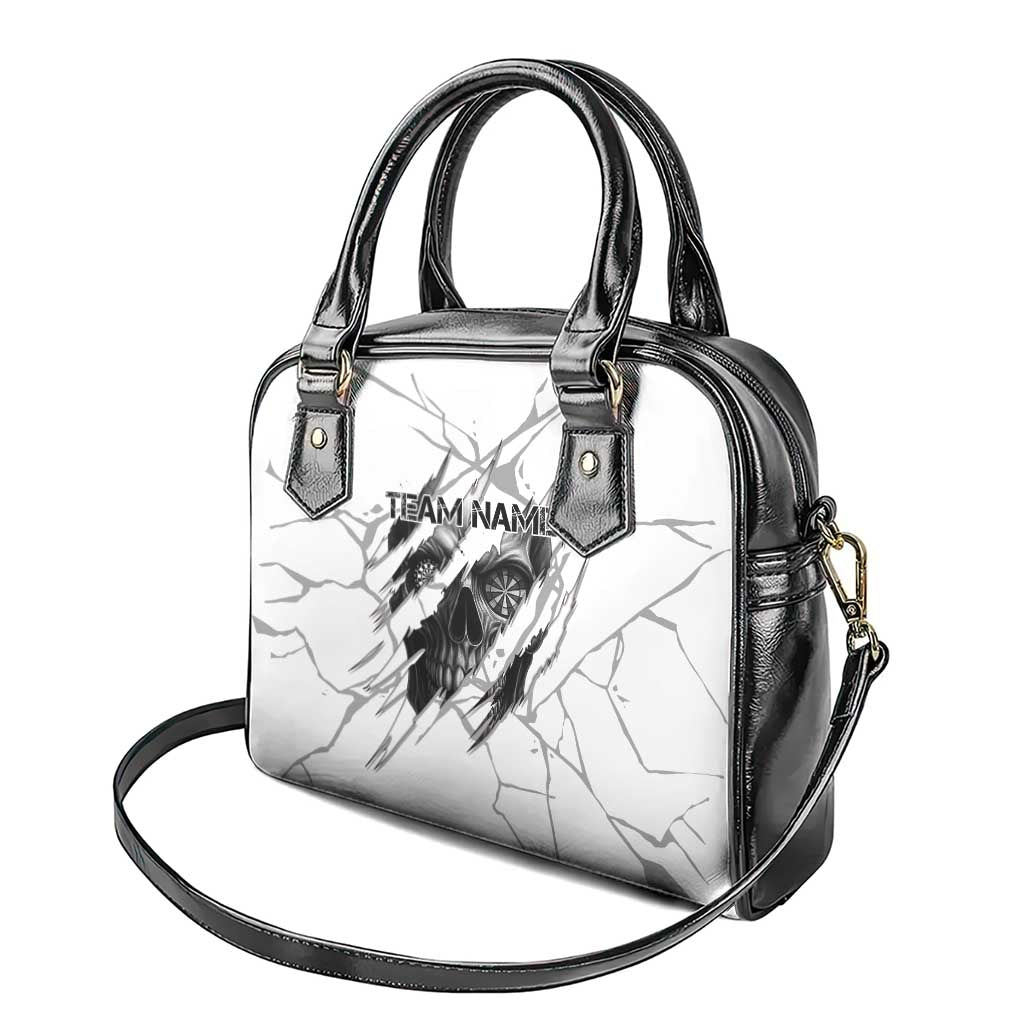 Dartboard Skull Darts Shoulder Handbag with Torn Stone Texture and Cracked Marble Design TS04