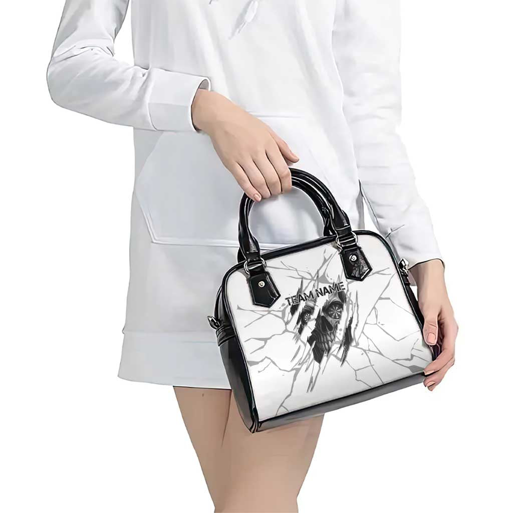 Dartboard Skull Darts Shoulder Handbag with Torn Stone Texture and Cracked Marble Design TS04