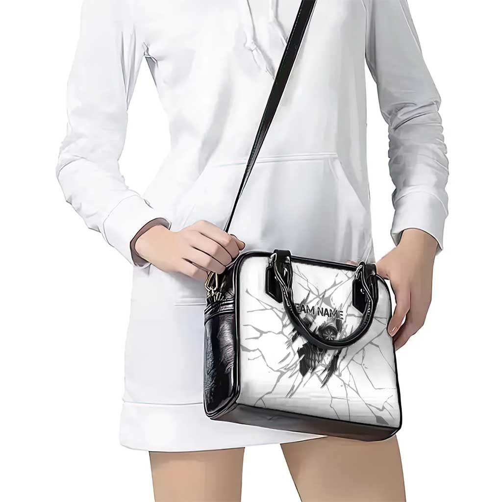 Dartboard Skull Darts Shoulder Handbag with Torn Stone Texture and Cracked Marble Design TS04