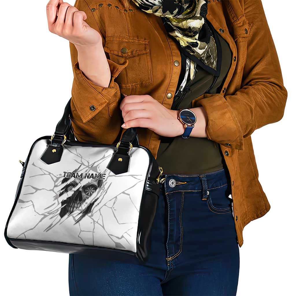 Dartboard Skull Darts Shoulder Handbag with Torn Stone Texture and Cracked Marble Design TS04