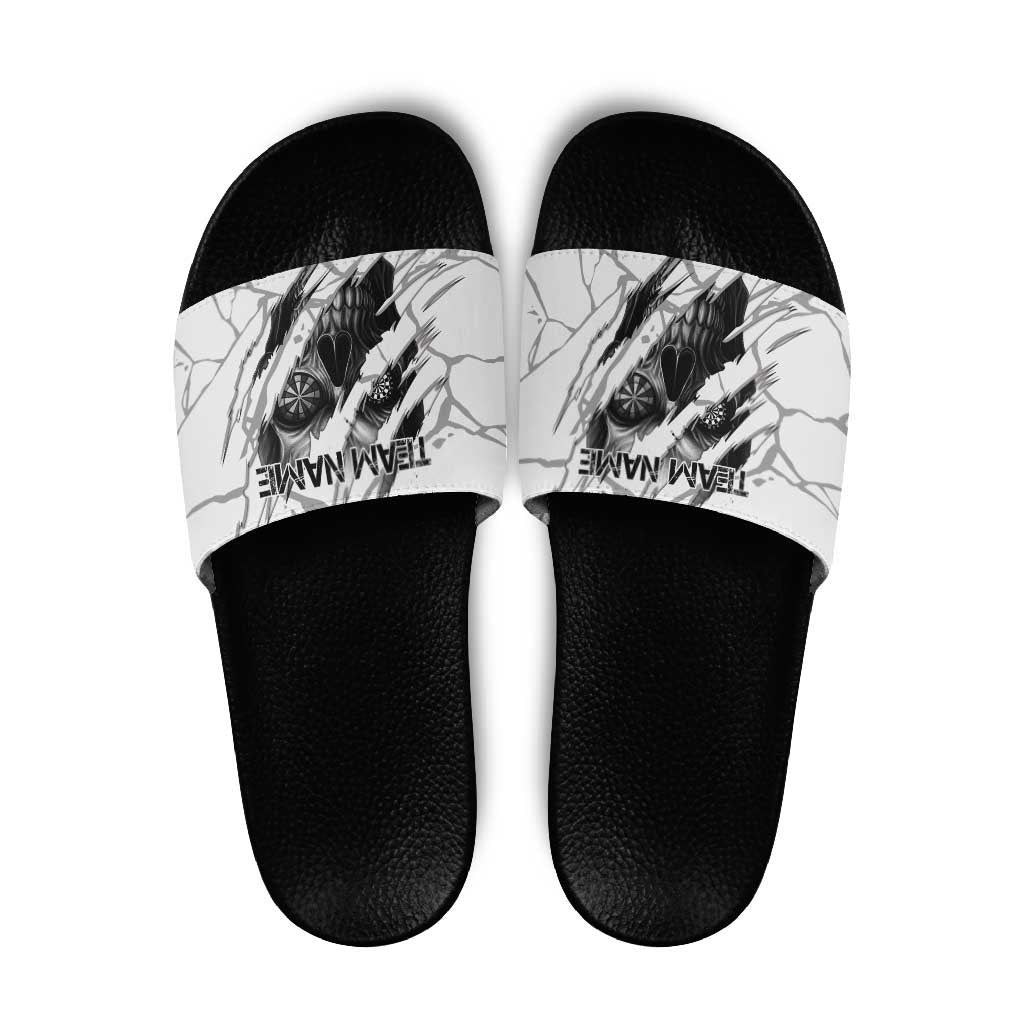 Dartboard Skull Darts Slide Sandals with Torn Stone Texture and Cracked Marble Design TS04