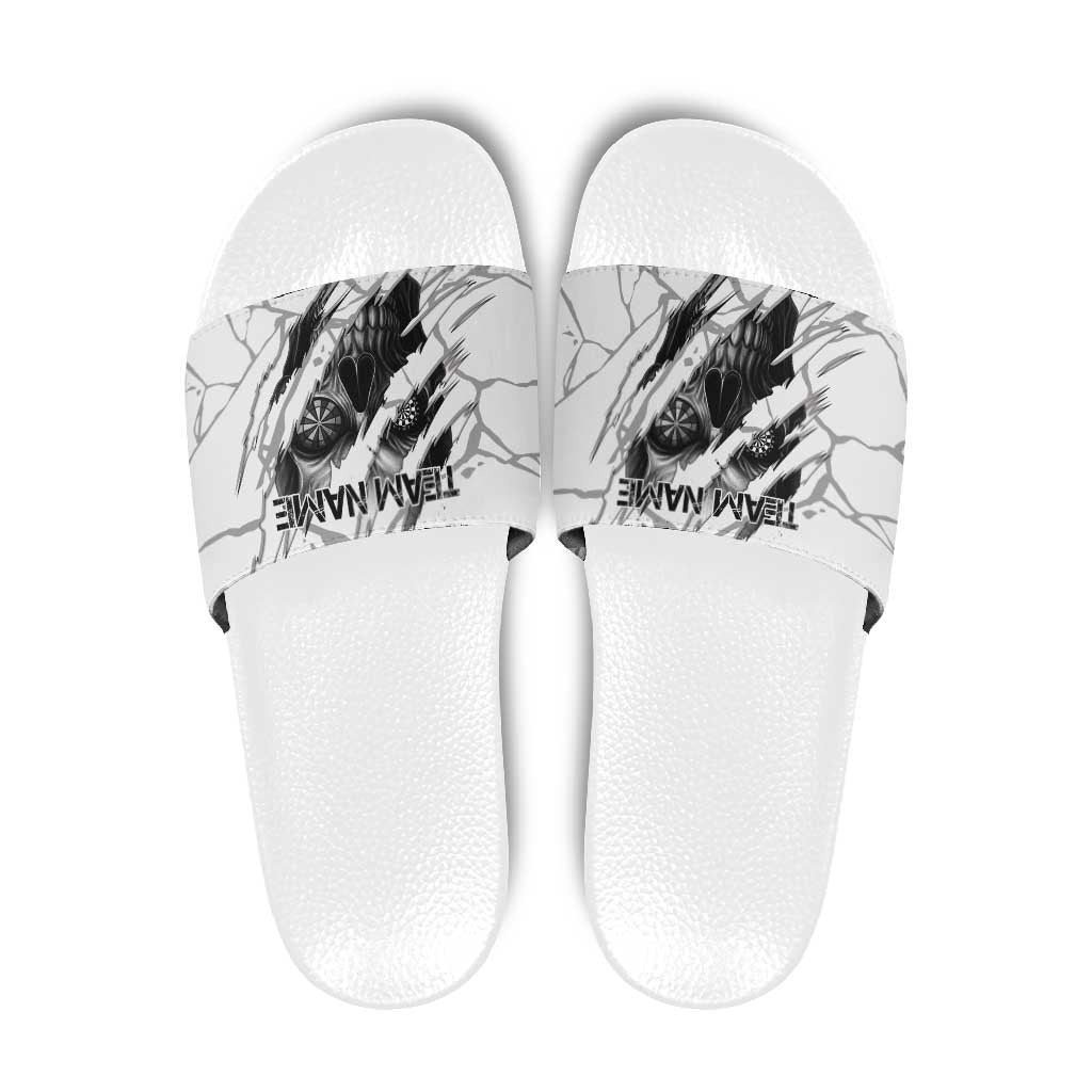 Dartboard Skull Darts Slide Sandals with Torn Stone Texture and Cracked Marble Design TS04