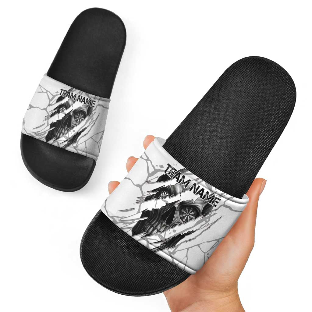 Dartboard Skull Darts Slide Sandals with Torn Stone Texture and Cracked Marble Design TS04