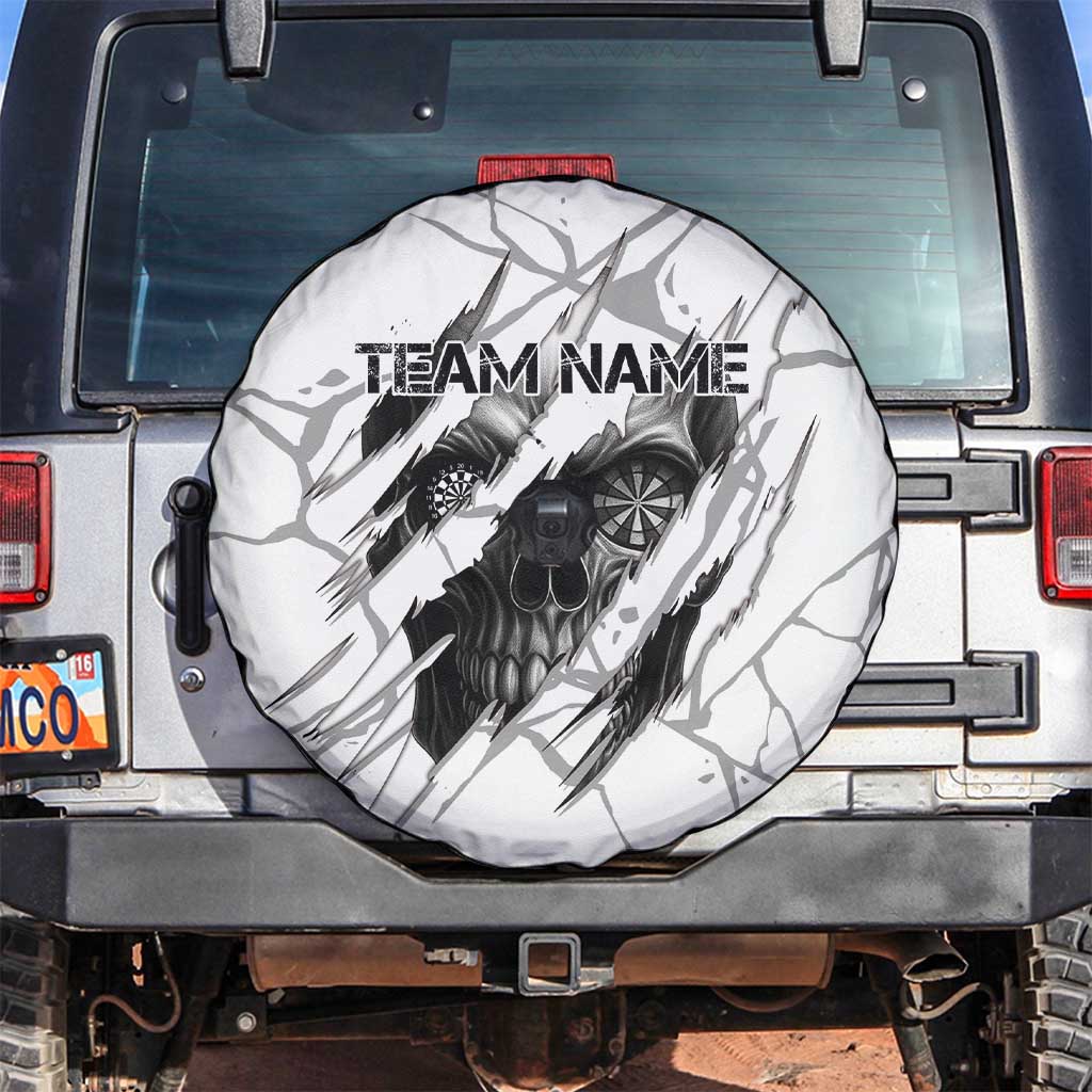 Dartboard Skull Darts Spare Tire Cover with Torn Stone Texture and Cracked Marble Design TS04