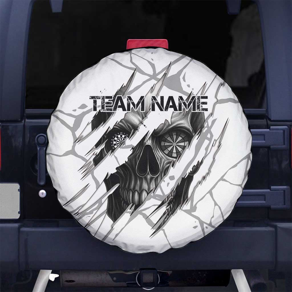 Dartboard Skull Darts Spare Tire Cover with Torn Stone Texture and Cracked Marble Design TS04