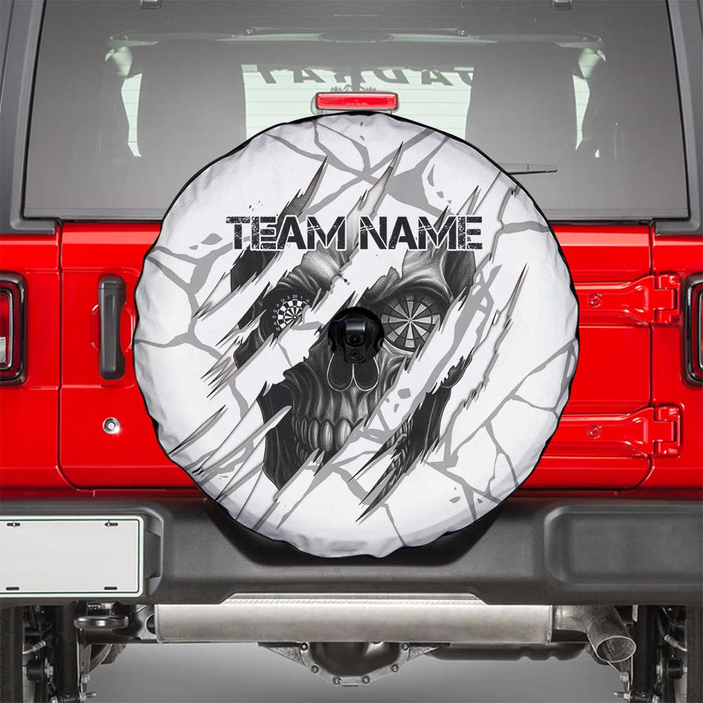 Dartboard Skull Darts Spare Tire Cover with Torn Stone Texture and Cracked Marble Design TS04