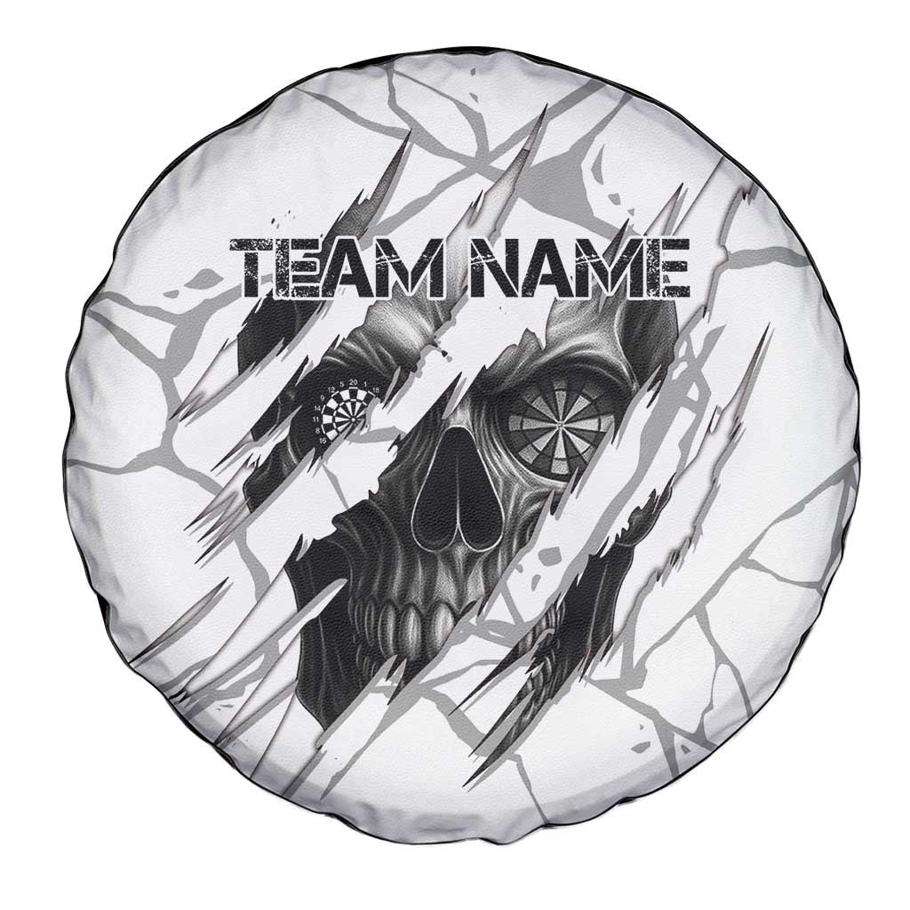 Dartboard Skull Darts Spare Tire Cover with Torn Stone Texture and Cracked Marble Design TS04