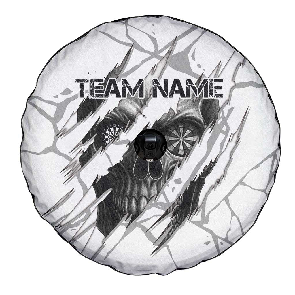 Dartboard Skull Darts Spare Tire Cover with Torn Stone Texture and Cracked Marble Design TS04