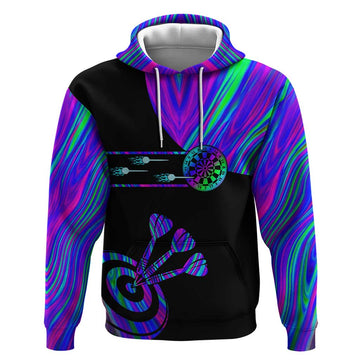 Neon Dartboard Darts Hoodie with Colorful Target and Psychedelic Swirl Pattern TS04