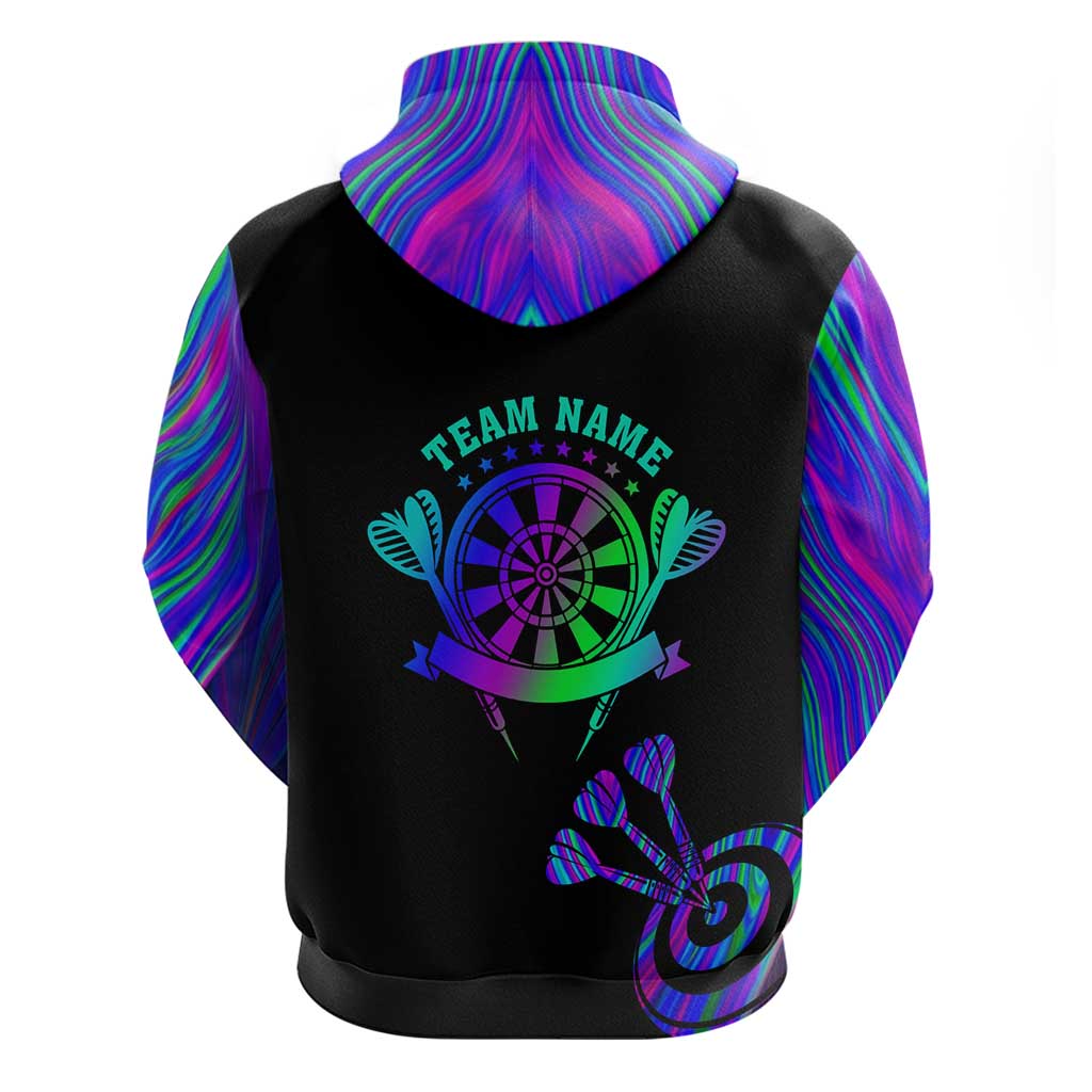 Neon Dartboard Darts Hoodie with Colorful Target and Psychedelic Swirl Pattern TS04