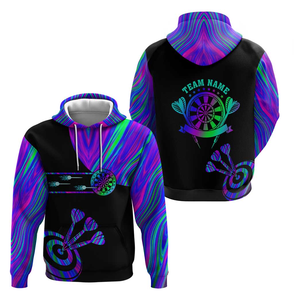 Neon Dartboard Darts Hoodie with Colorful Target and Psychedelic Swirl Pattern TS04