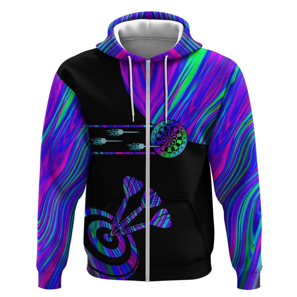 Neon Dartboard Darts Hoodie with Colorful Target and Psychedelic Swirl Pattern TS04