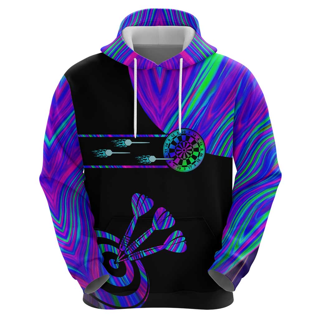Neon Dartboard Darts Hoodie with Colorful Target and Psychedelic Swirl Pattern TS04