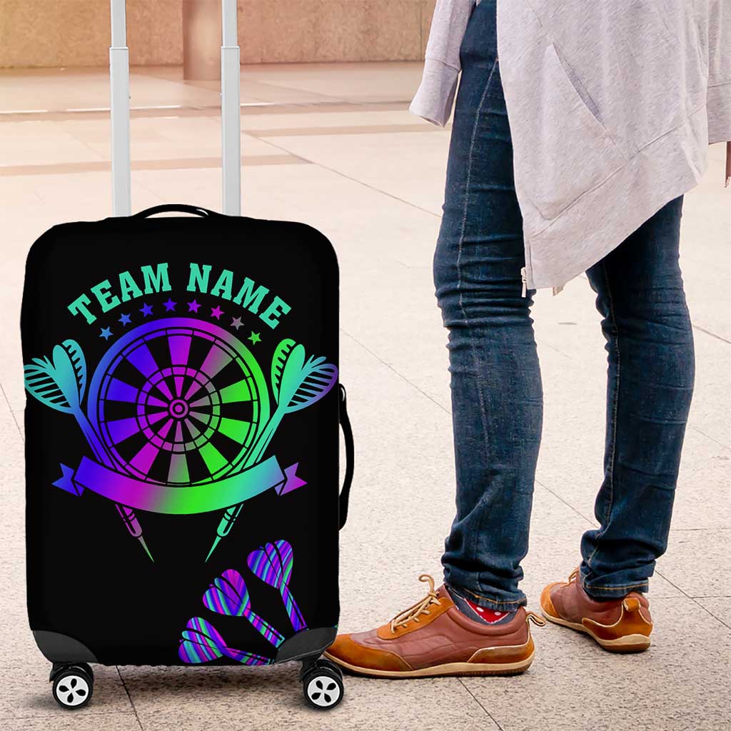 Neon Dartboard Darts Luggage Cover with Colorful Target and Psychedelic Swirl Pattern TS04