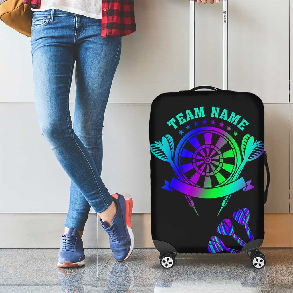 Neon Dartboard Darts Luggage Cover with Colorful Target and Psychedelic Swirl Pattern TS04
