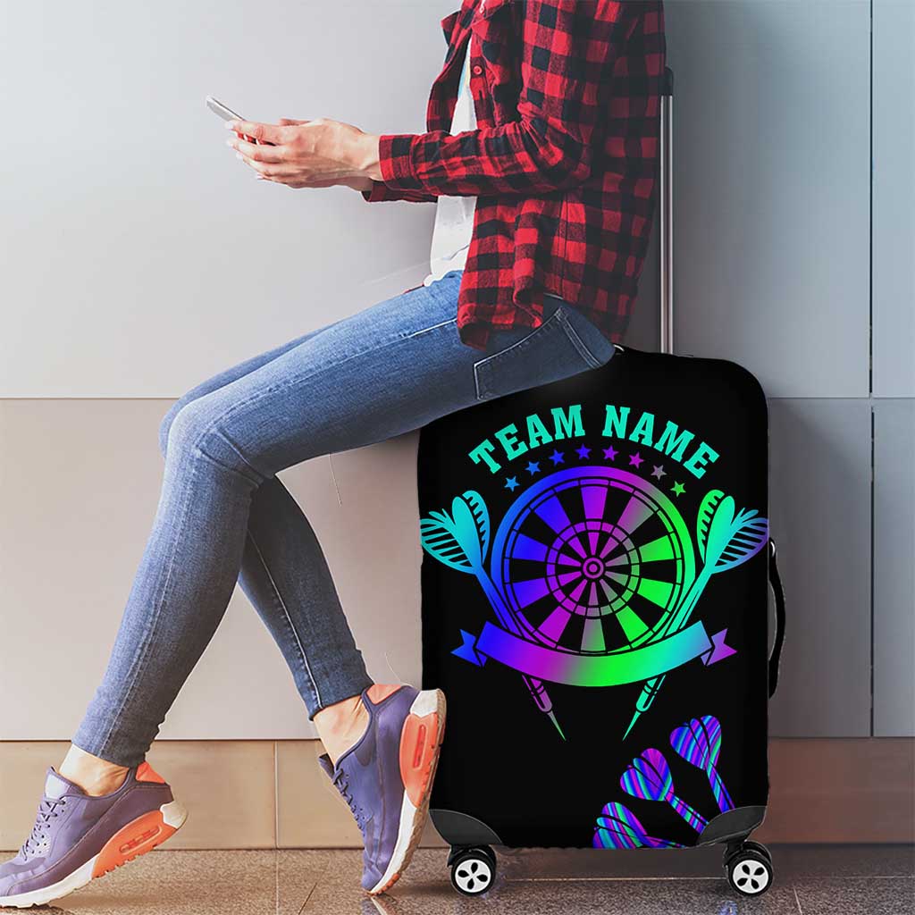 Neon Dartboard Darts Luggage Cover with Colorful Target and Psychedelic Swirl Pattern TS04