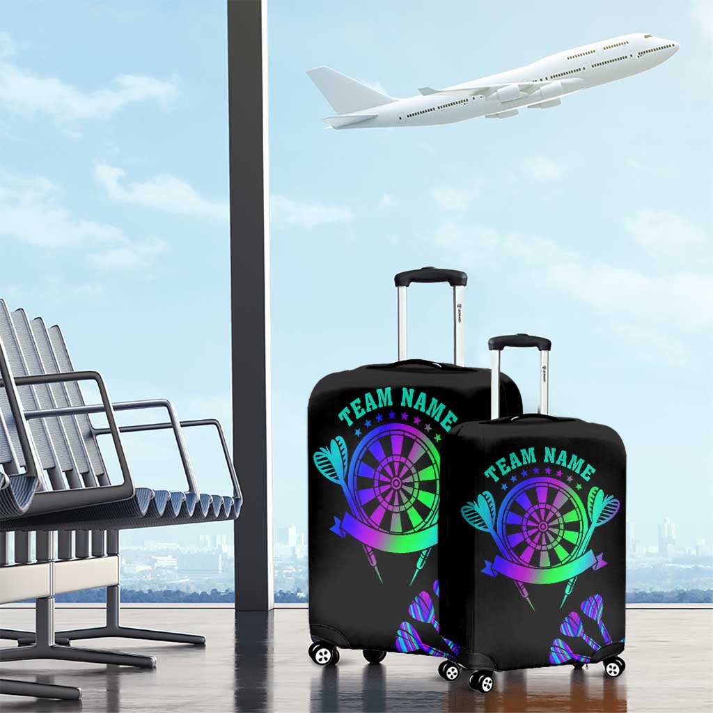 Neon Dartboard Darts Luggage Cover with Colorful Target and Psychedelic Swirl Pattern TS04