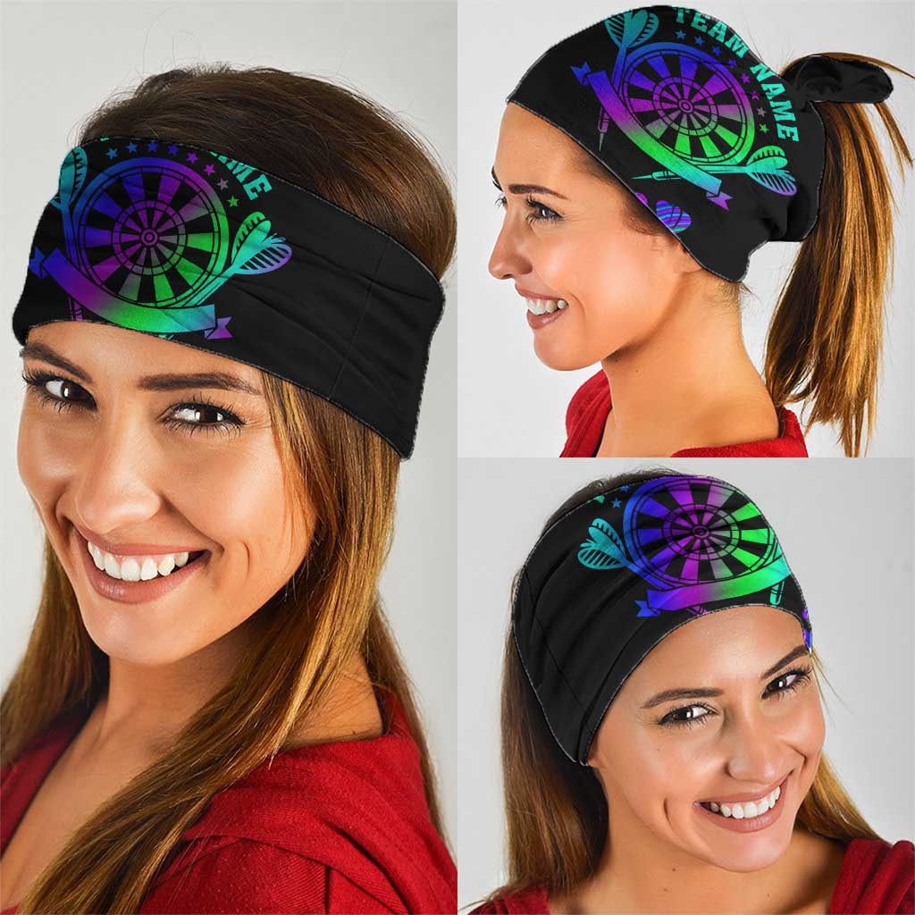 Neon Dartboard Darts Neck Gaiter with Colorful Target and Psychedelic Swirl Pattern TS04