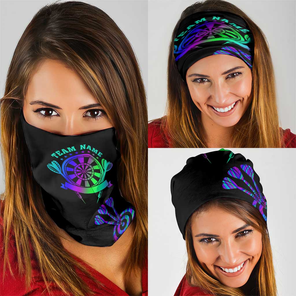 Neon Dartboard Darts Neck Gaiter with Colorful Target and Psychedelic Swirl Pattern TS04