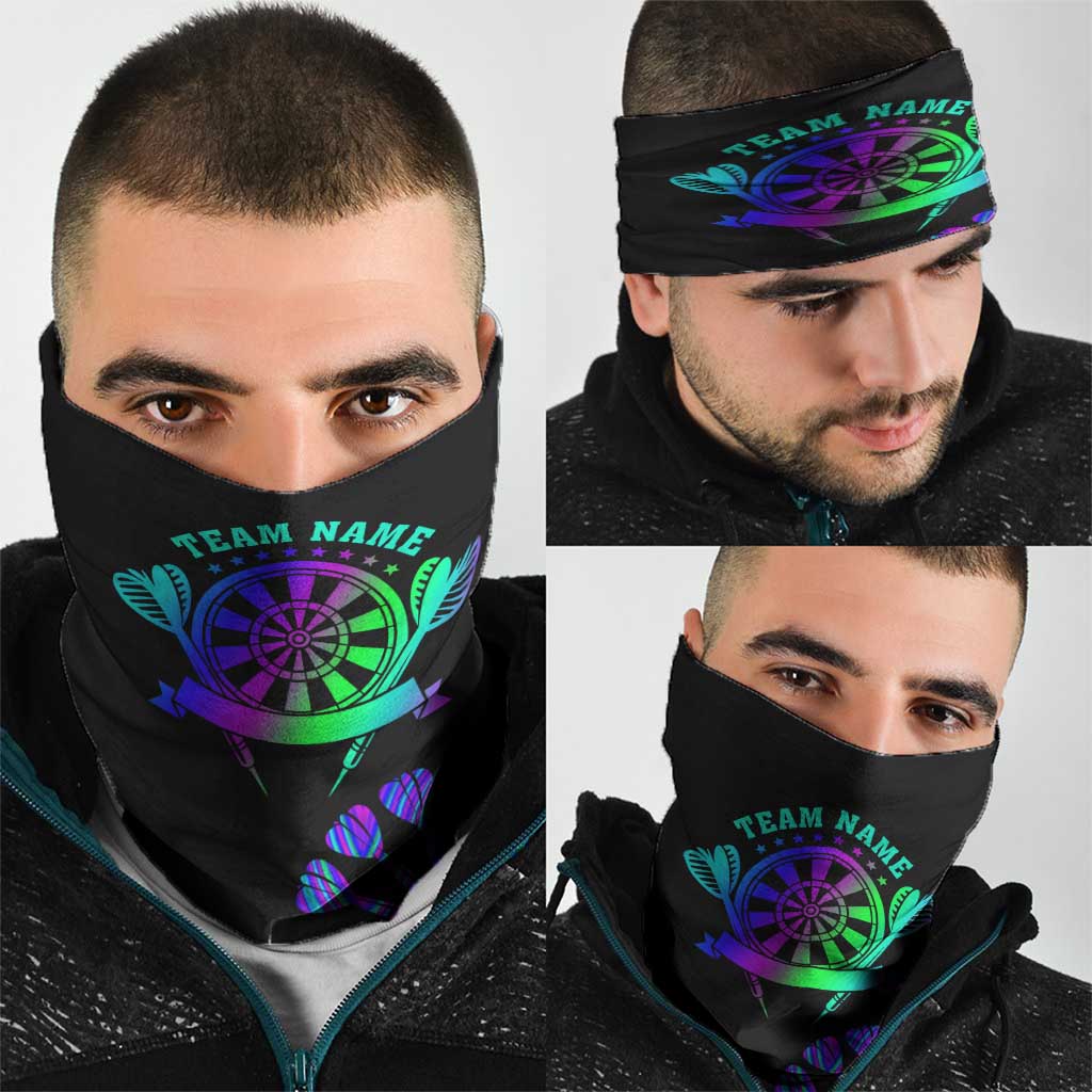 Neon Dartboard Darts Neck Gaiter with Colorful Target and Psychedelic Swirl Pattern TS04
